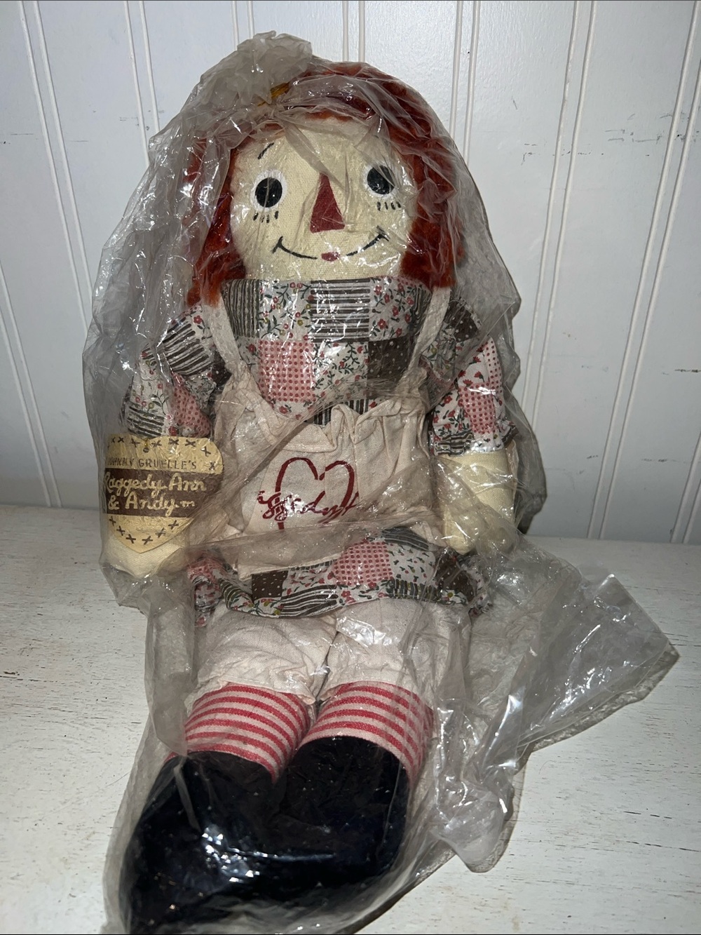 RARE 1992 Vintage 18” Raggedy Ann Doll Kusunoki Toy Co. Japan Brown Check Dress